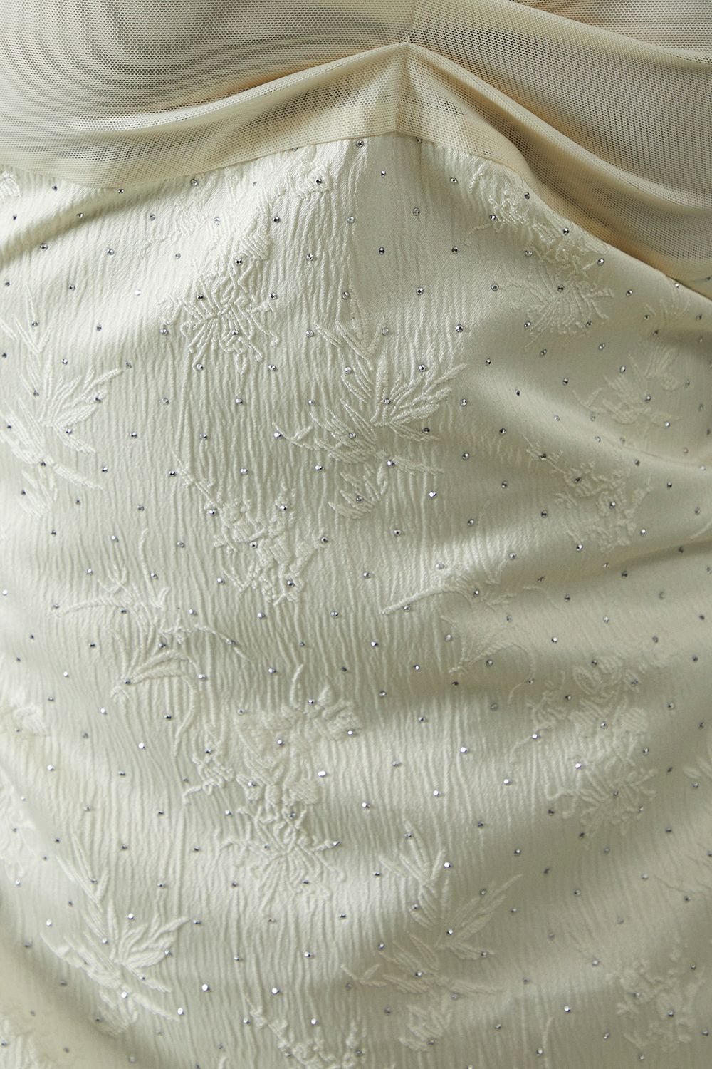 MissPap Hotfix Diamante Satin  Mesh Bust Strappy Maxi Dress Champagne image 5