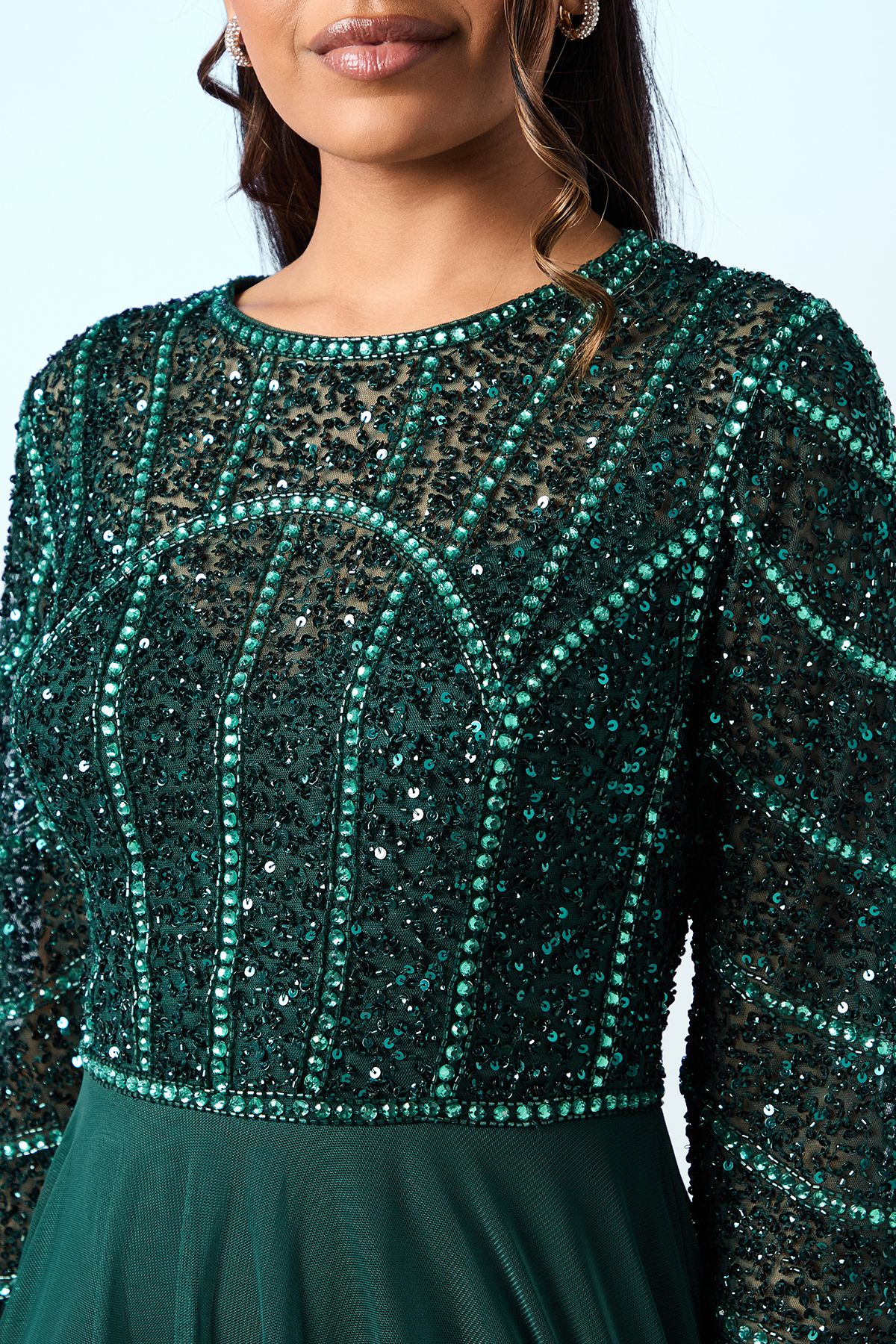 Coast Petite Mixed Gem Tulle Skirt Bridesmaid Dress Emerald image 4