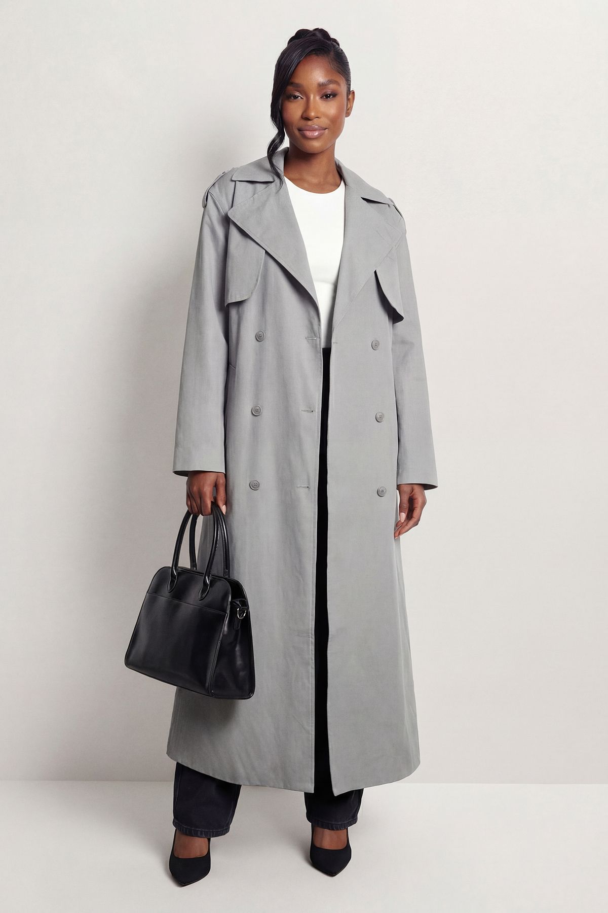 MissPap Tailored Maxi Trench Coat Grey image 1