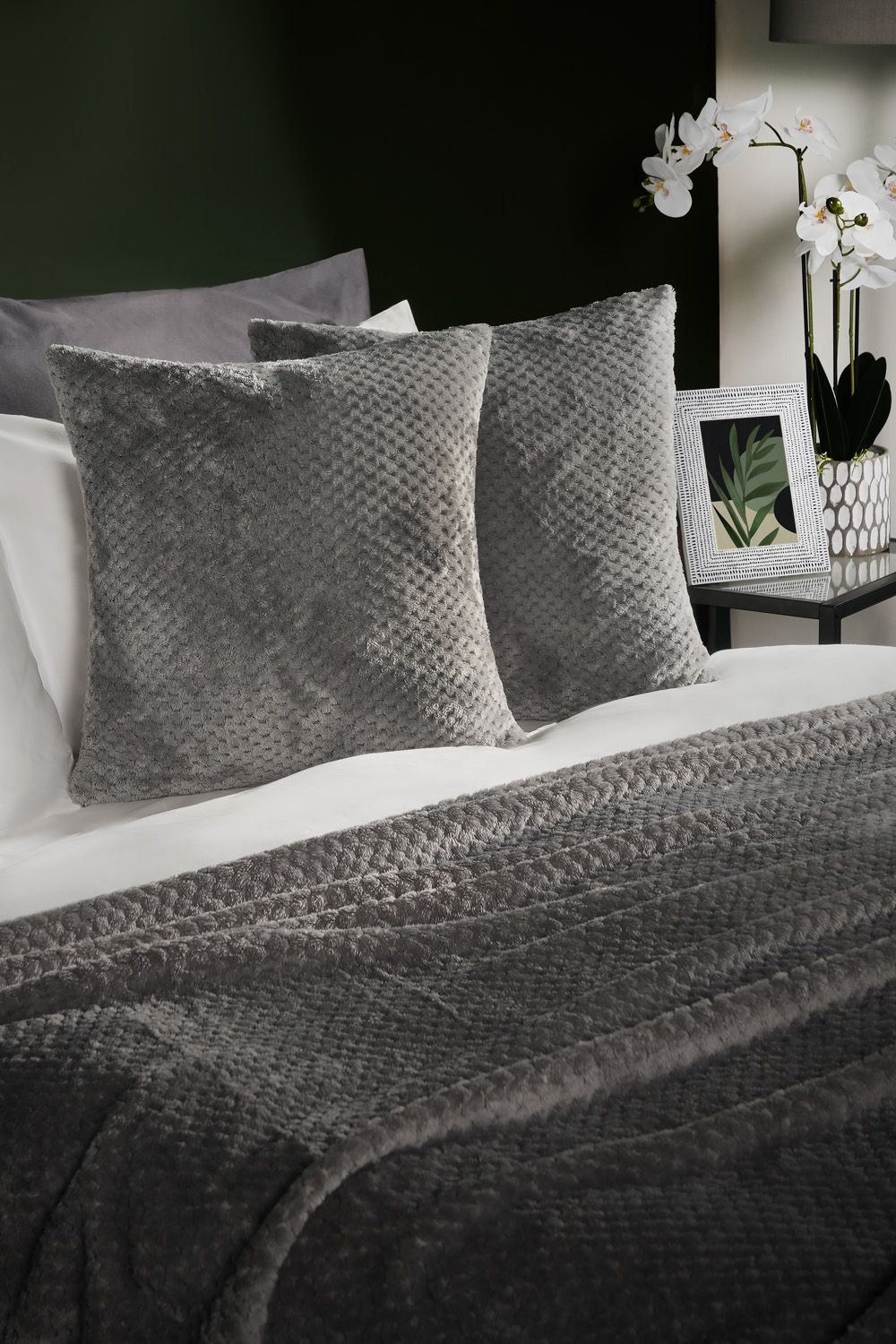 OHS 2 Pack of Waffle Fleece Square Cushion Covers image 1