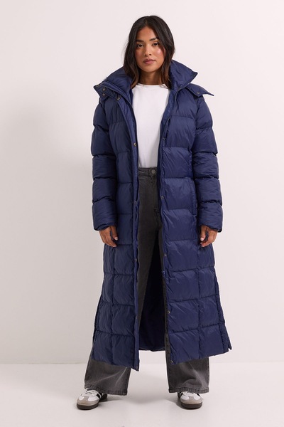 Dorothy Perkins Petite Fur Trim Padded Puffer Coat Navy