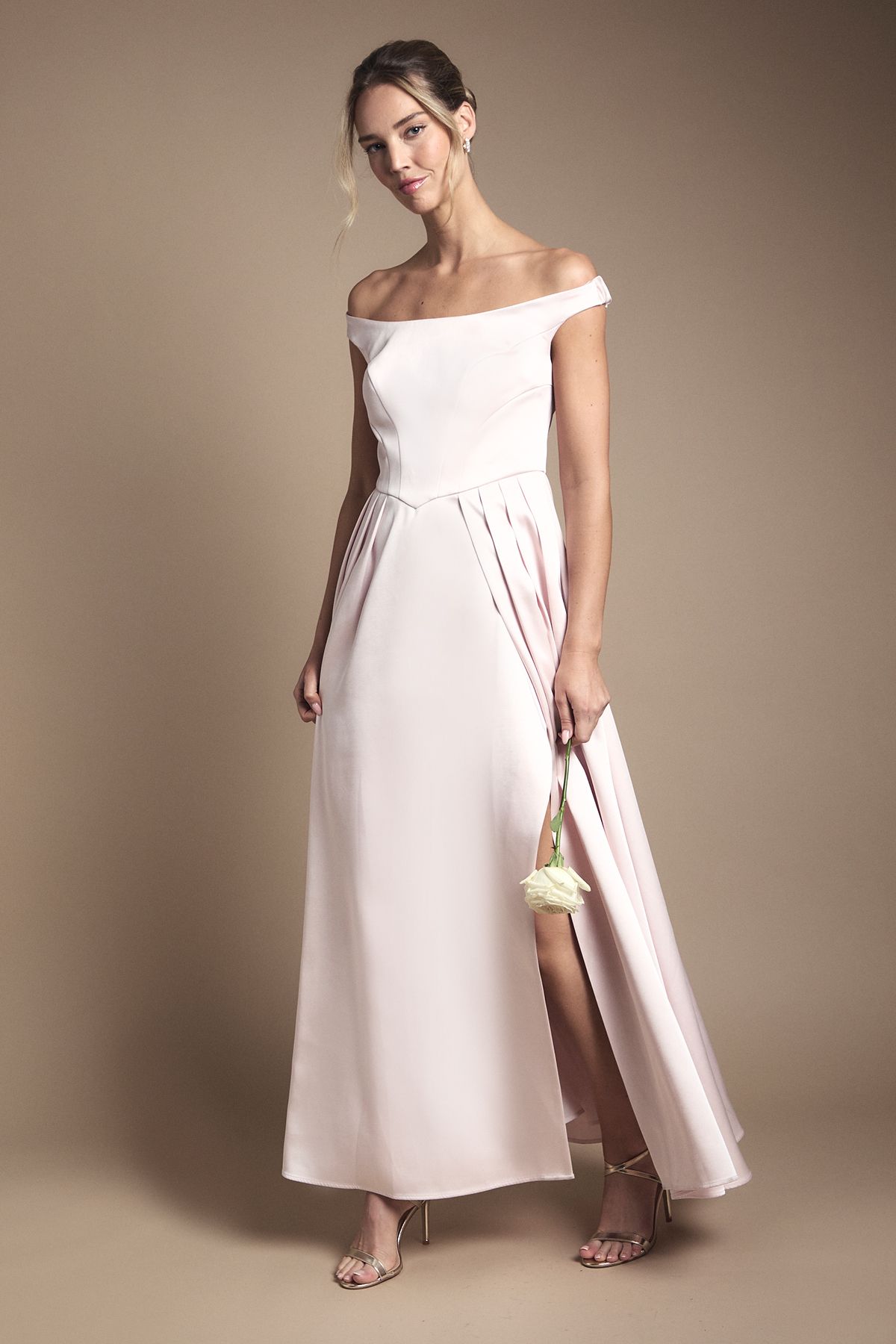 Coast Bandeau Double Layer Skirt Maxi Bridesmaid Dress Blush image 1