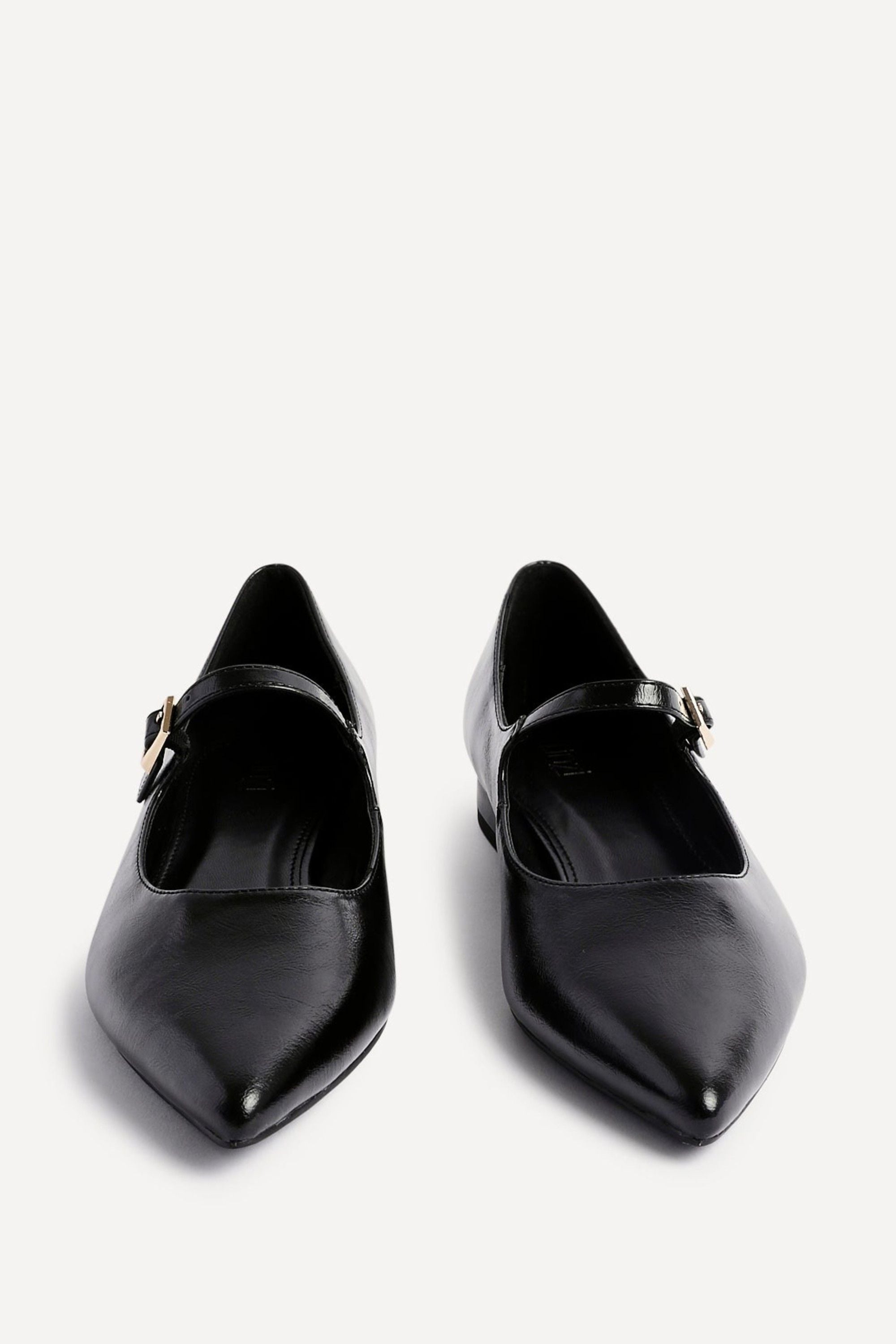 Linzi Seattle Black Faux Leather Pointed Toe Mary Jane Style Pumps image 3