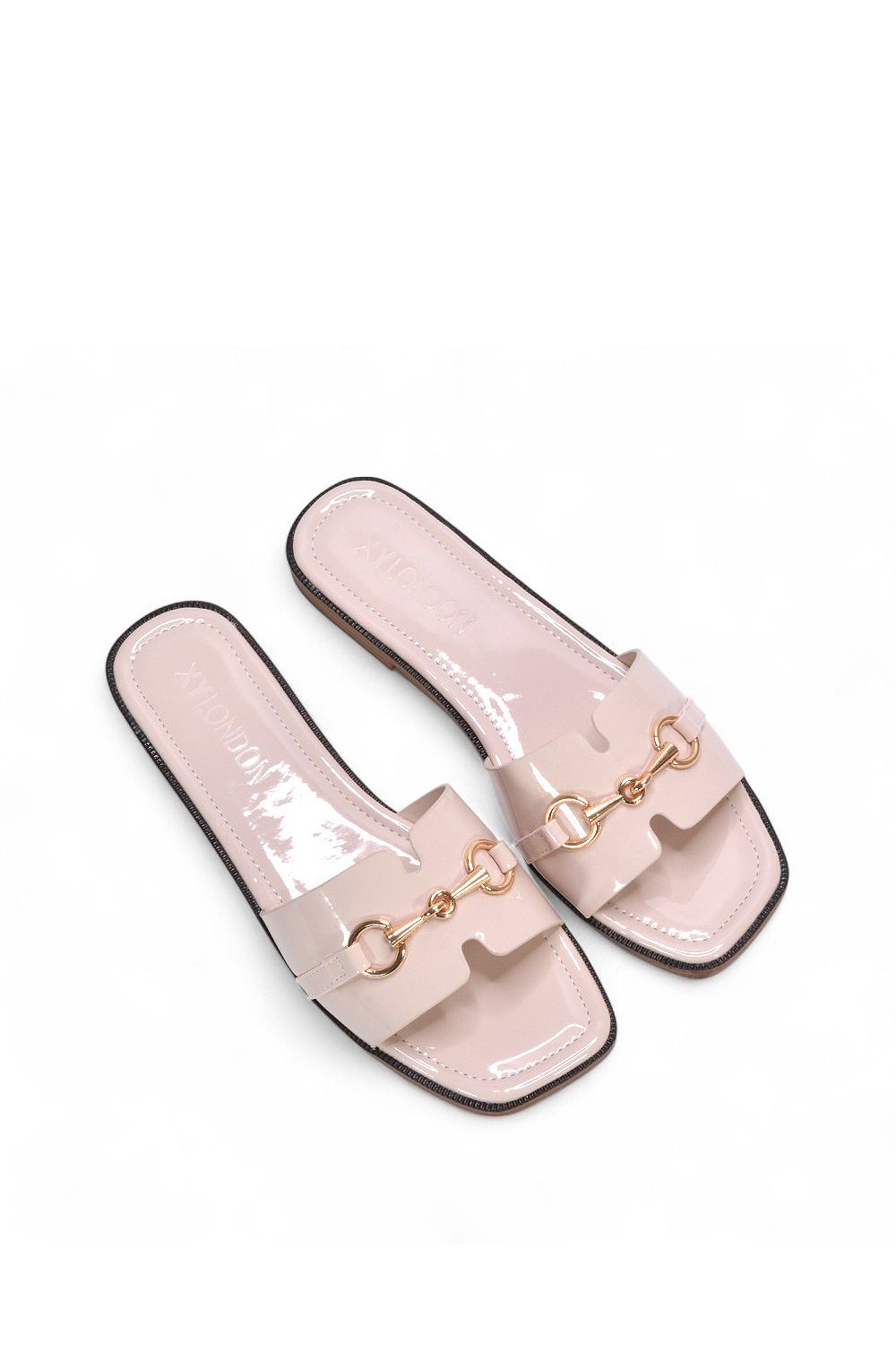 XY London 'Lesley' Square Toe Mule Slider Sandals With Buckle Detail image 5