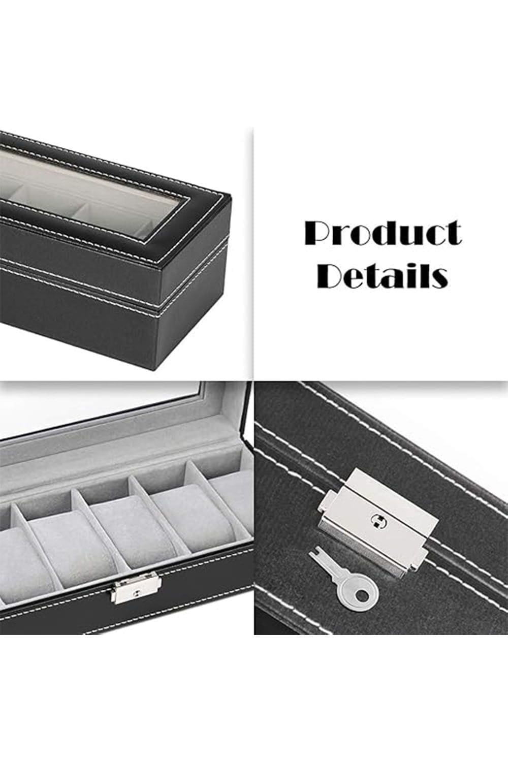 SHEONLY 6-Slot Elegant Faux Leather Watch Display Case image 4