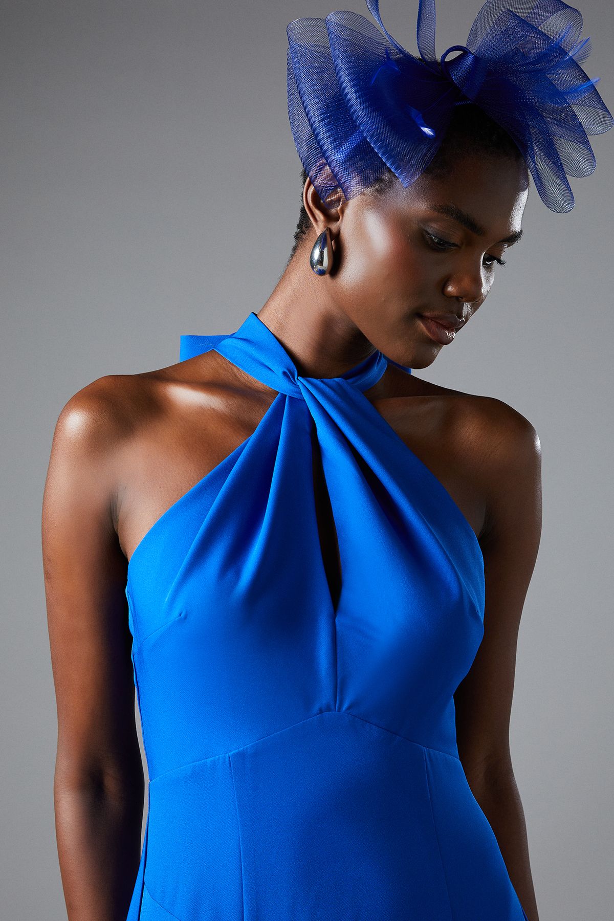 Coast Cross Neck Pleated Midi Dress Cobalt image 3