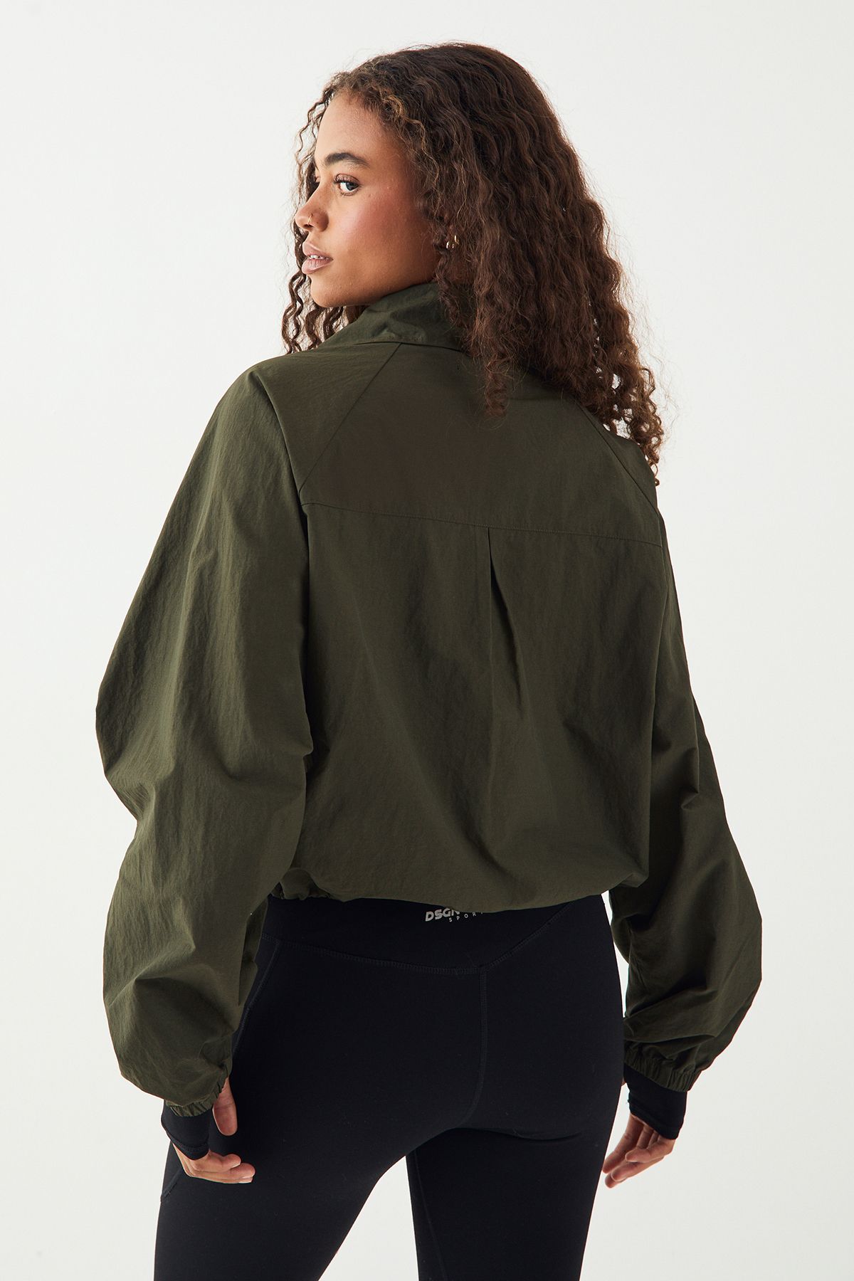 DSGN Studio DSGN Studio Sport Nylon Boxy Zip Through Funnel Neck Jacket Green image 2