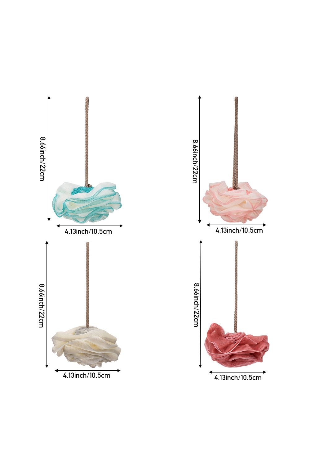 Living and Home 4Pcs Soft Mesh Pouf Bath Sponges image 5