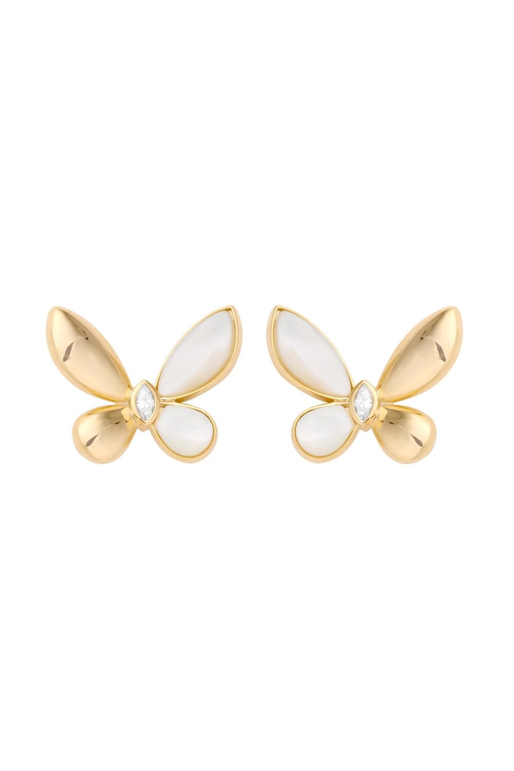 Jon Richard Gold Plated Polished And Mother Of Pearl Butterfly Stud Earrings image 1