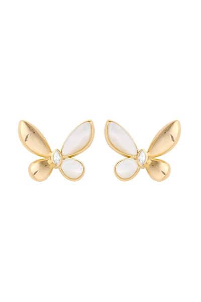 Jon Richard Gold Plated Polished And Mother Of Pearl Butterfly Stud Earrings