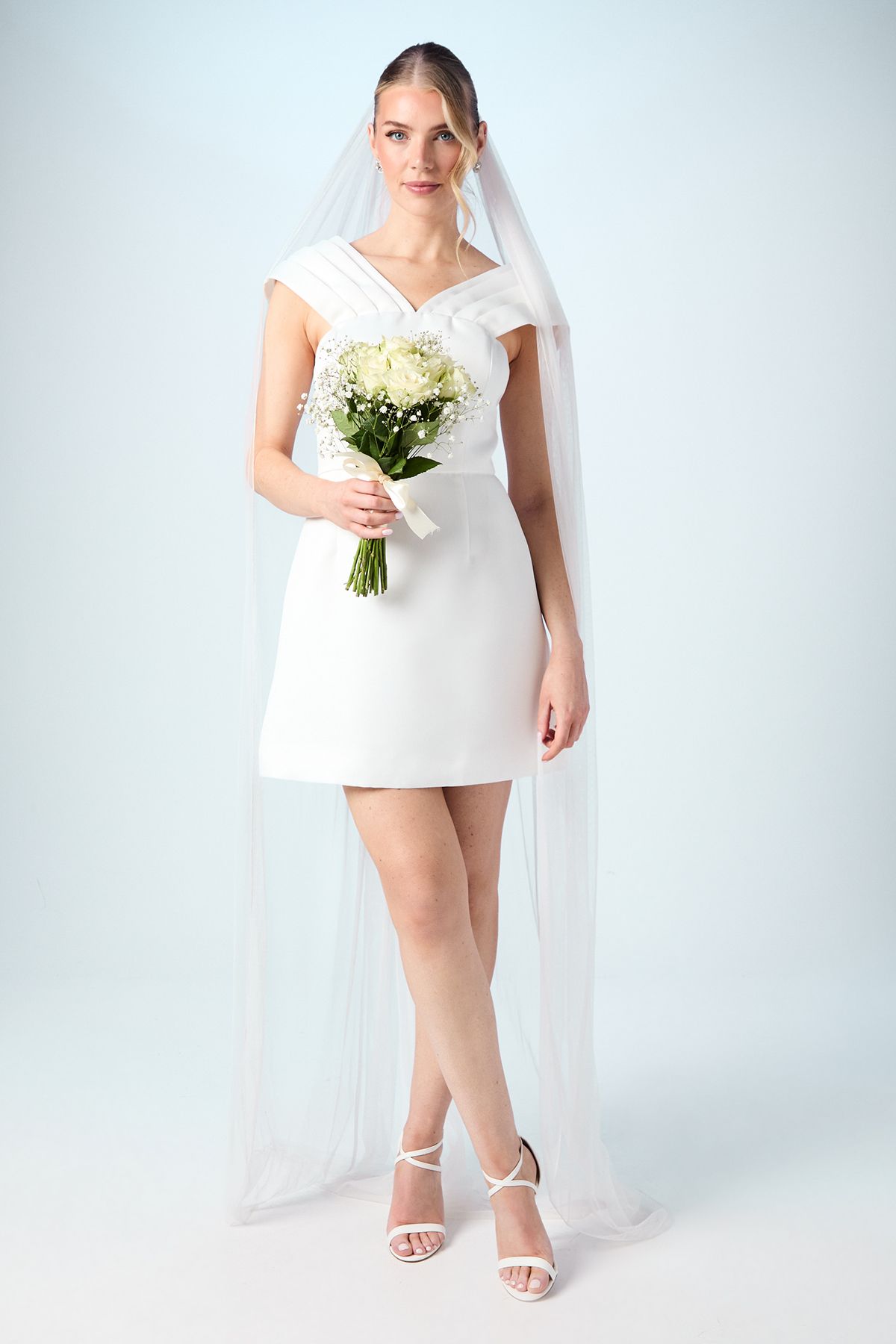 Coast Bardot Satin Bridal Mini Dress Ivory image 2