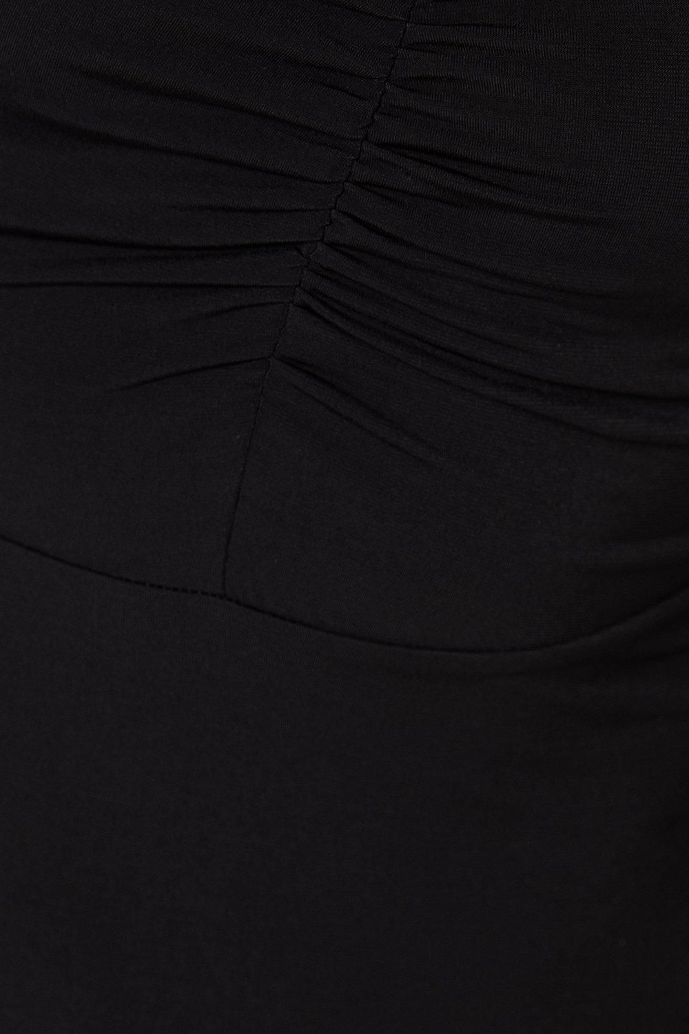 Dorothy Perkins Keyhole Ruched Yoke Long Sleeve Midi Dress Black image 5