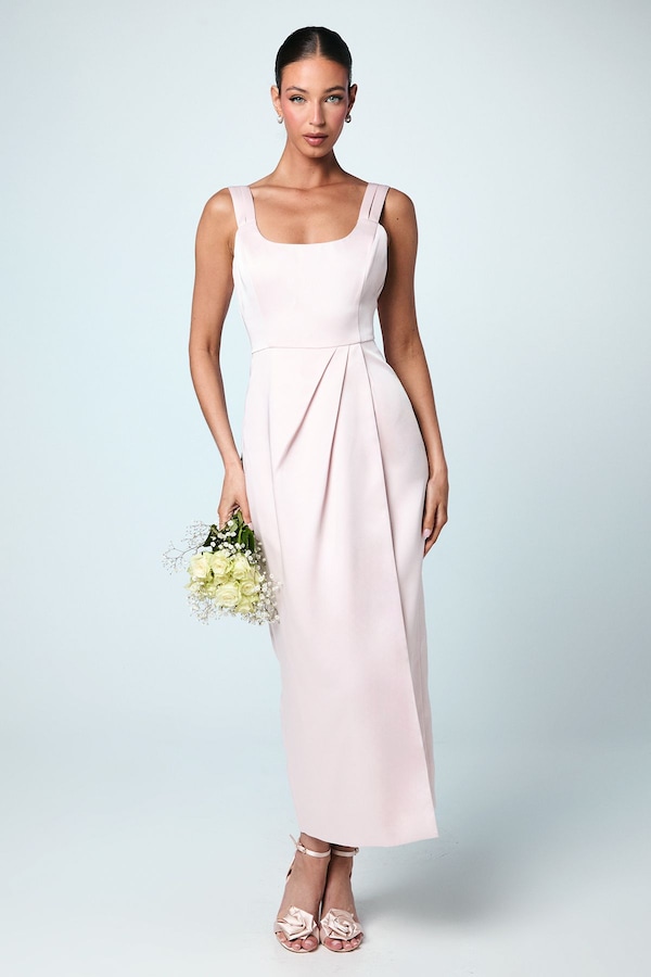 Coast Scoop Neck Satin Column Bridesmaid Dress Blush