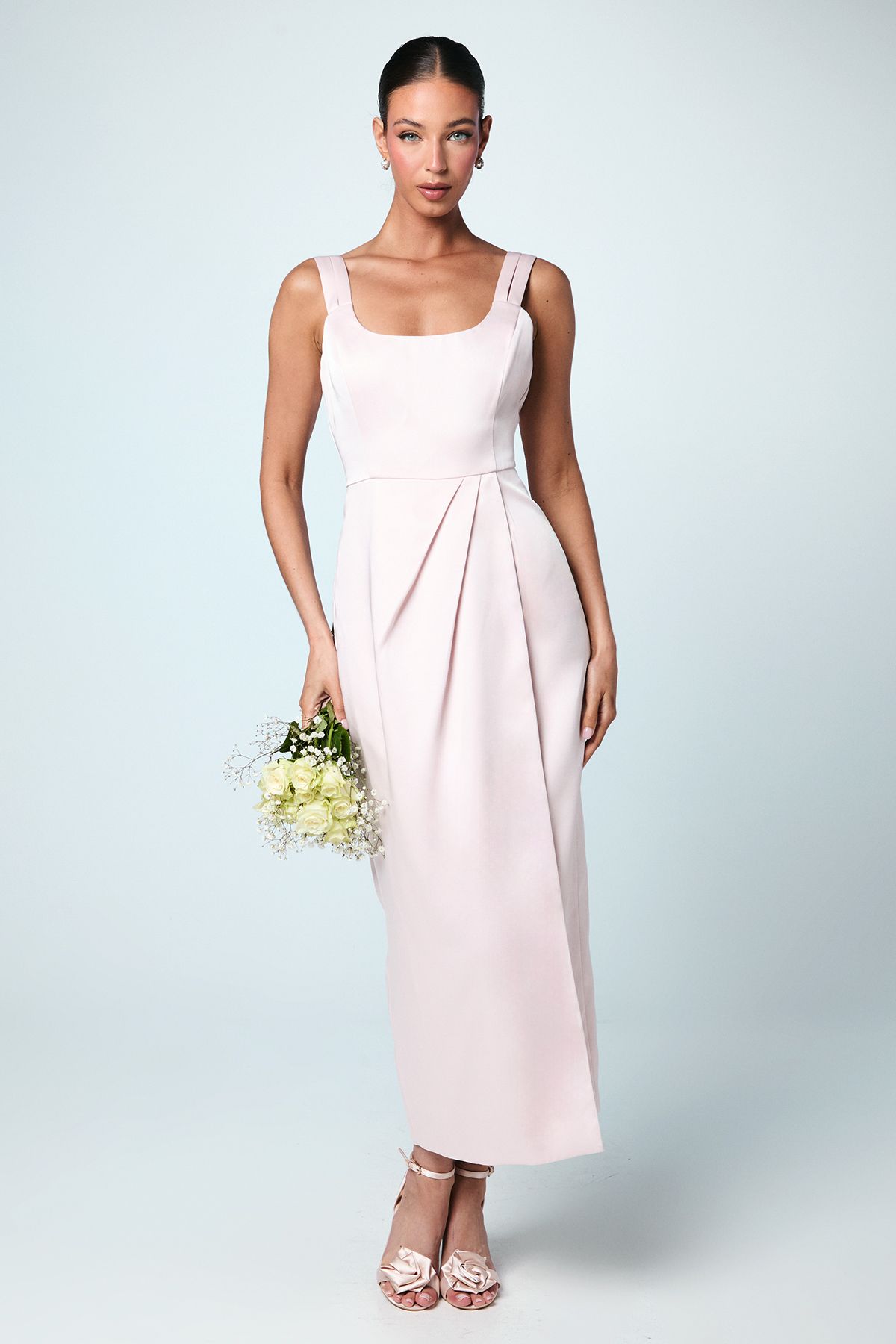 Coast Scoop Neck Satin Column Bridesmaid Dress Blush image 1