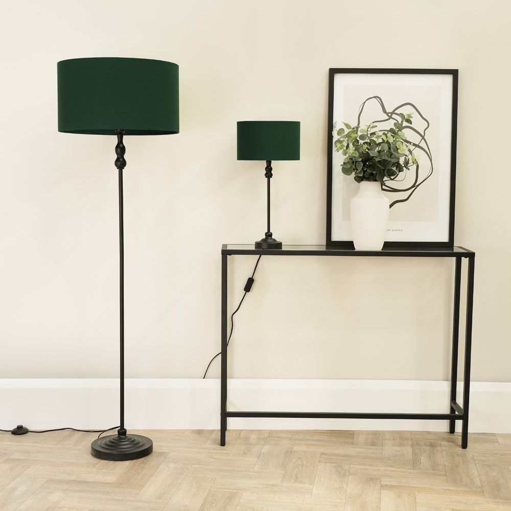 ValueLights Maggie Black Metal Candlestick Slim Table Lamp with Fabric Drum Lamp Shade image 5