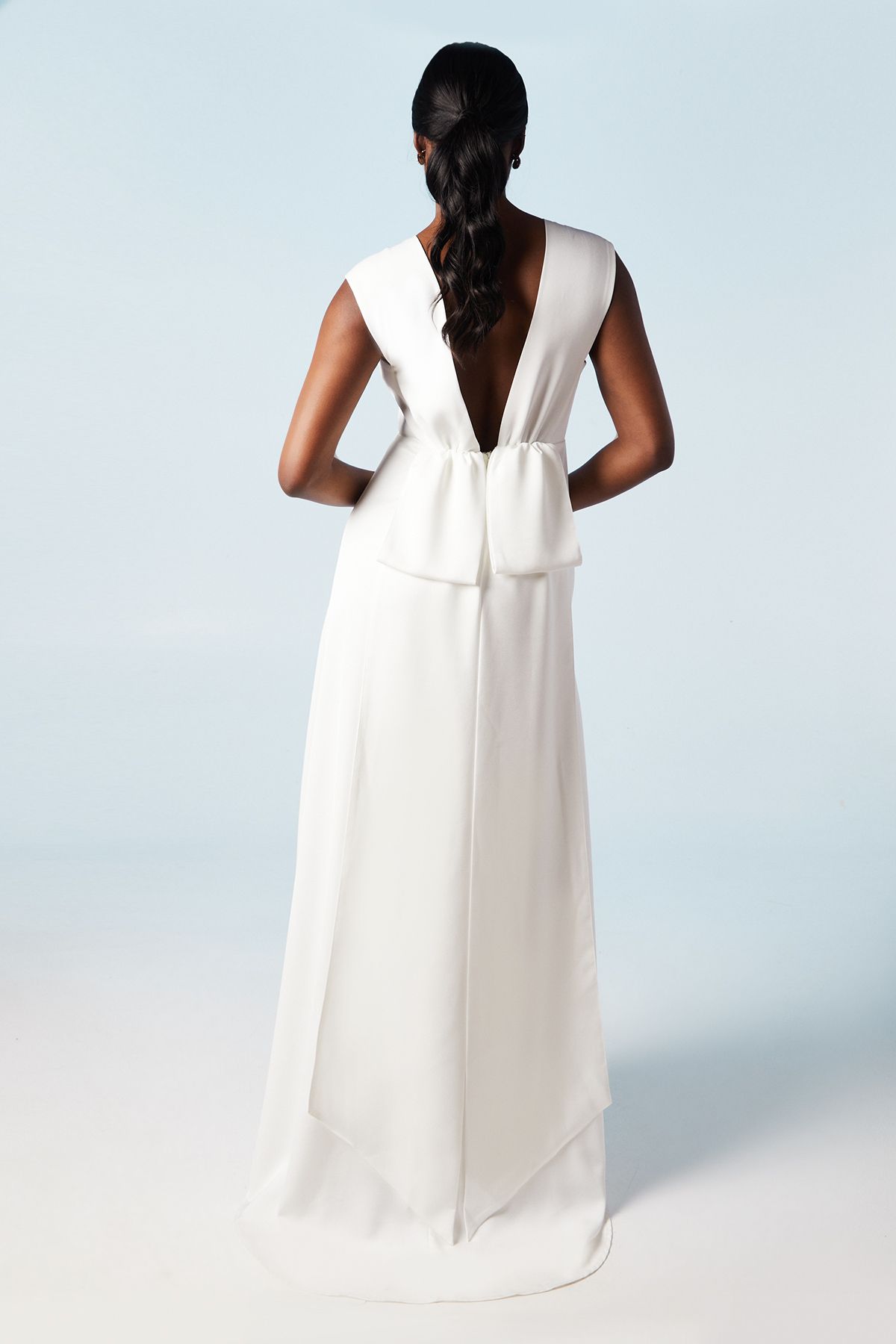 Coast Structured Bow Back Detail Cape Wedding Dress Ivory image 3