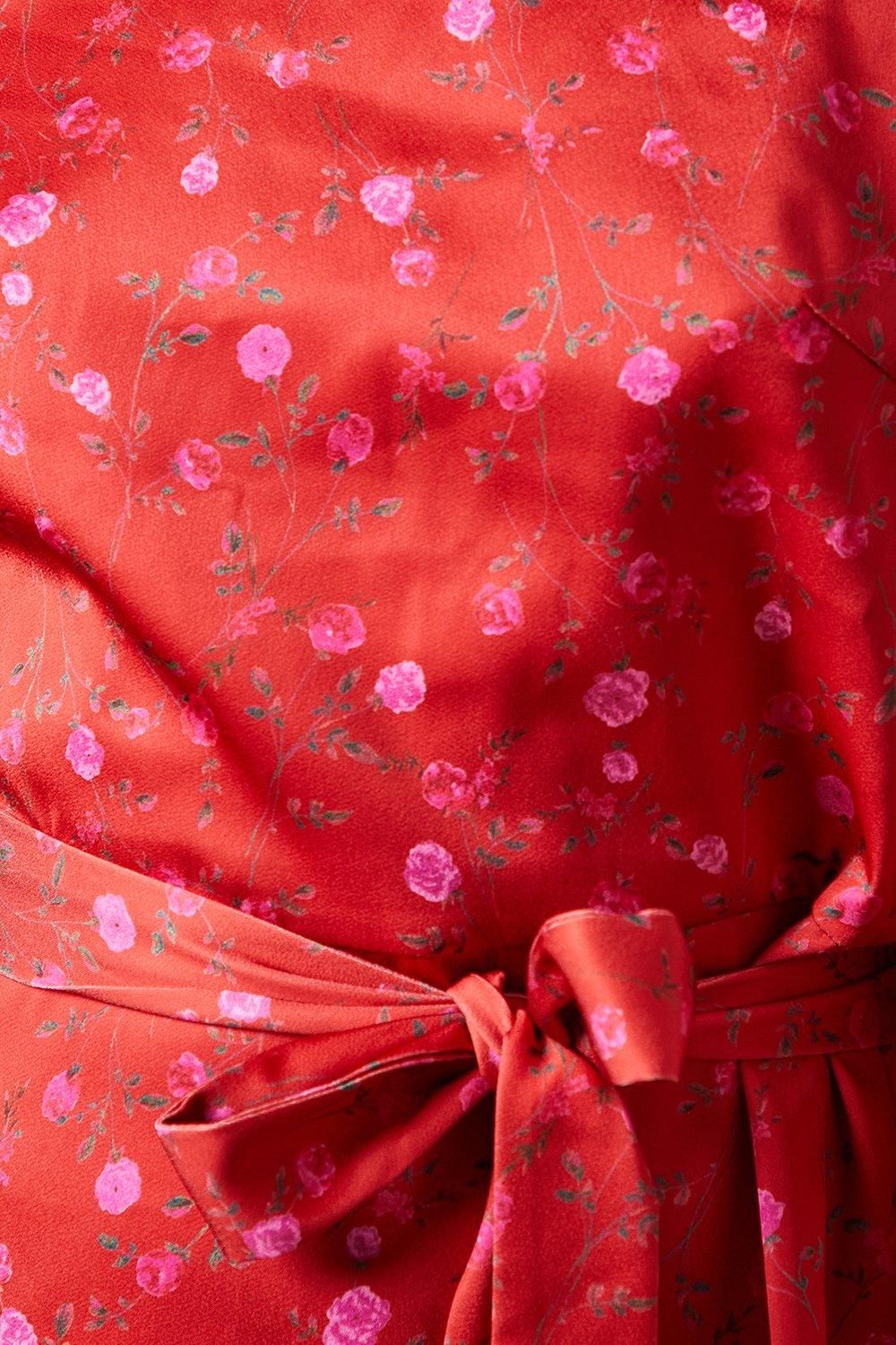 Oasis Occasion Floral Satin Cowl Mini Dress Red image 5