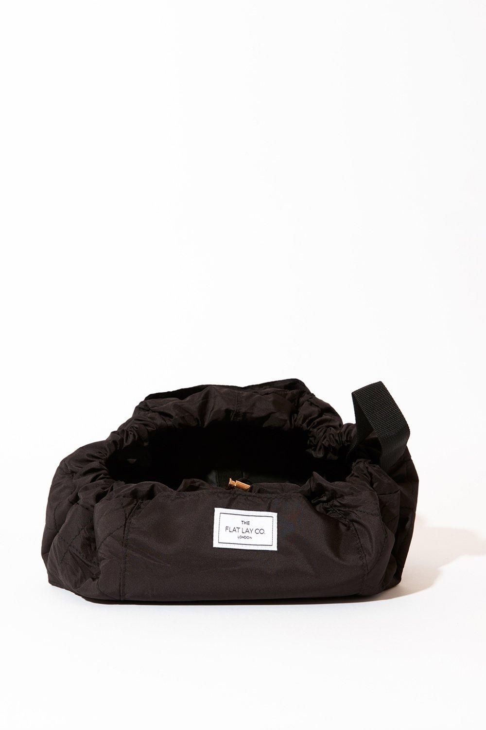 The Flat Lay Co Classic Black Open Flat Makeup Bag Black image 3