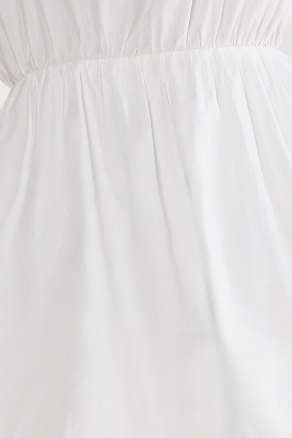 NastyGal Cotton Poplin Halter Neck Puffball Mini Dress White image 5