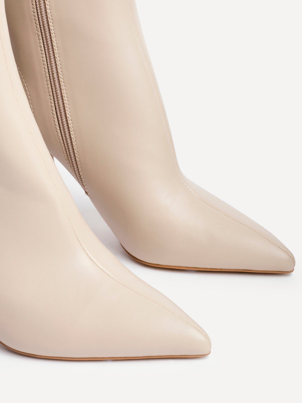 Linzi Jetta Beige Faux Leather Heeled Boot image 5