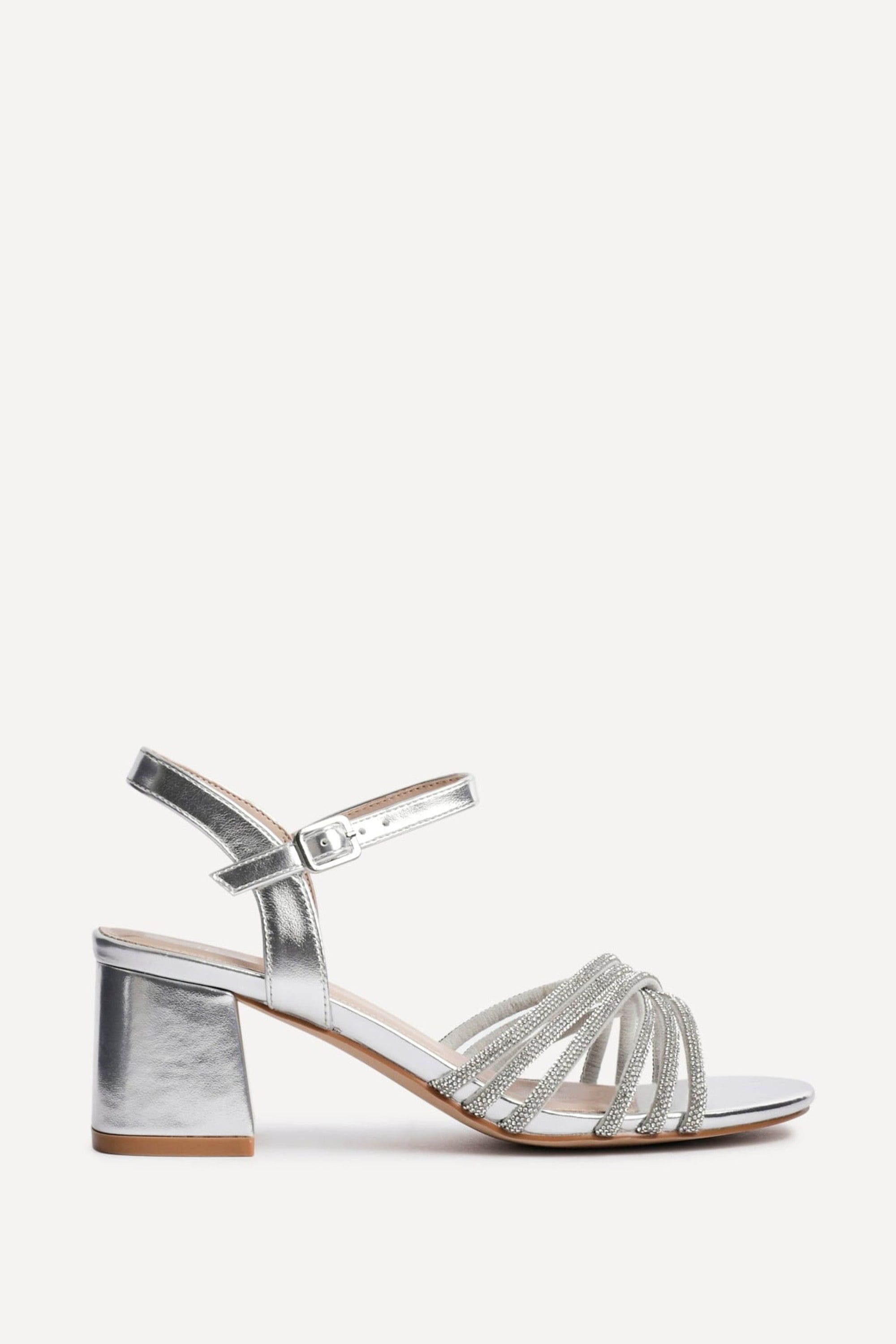 Linzi Gracie Silver Faux Leather Diamante Crossover Heeled Sandals image 1