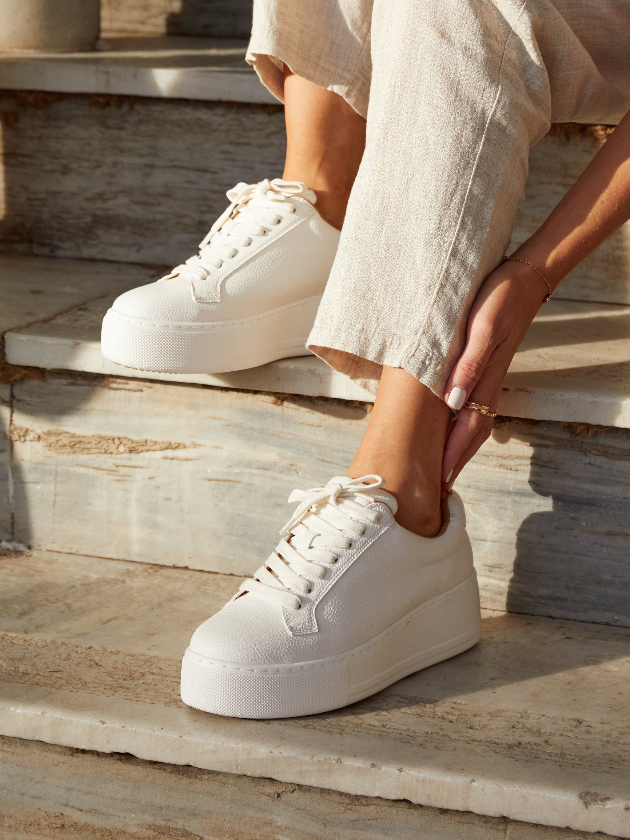 Linzi Twyla White Faux Leather Platform Trainer image 5