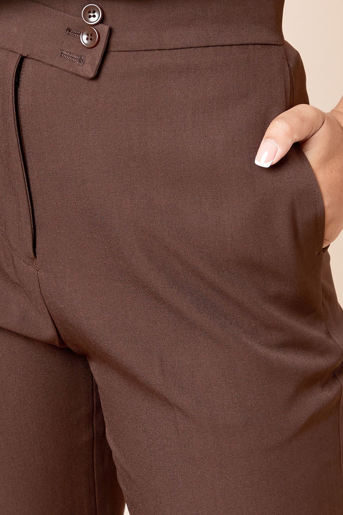 Dorothy Perkins Tab Detail Capri Trouser Chocolate image 5