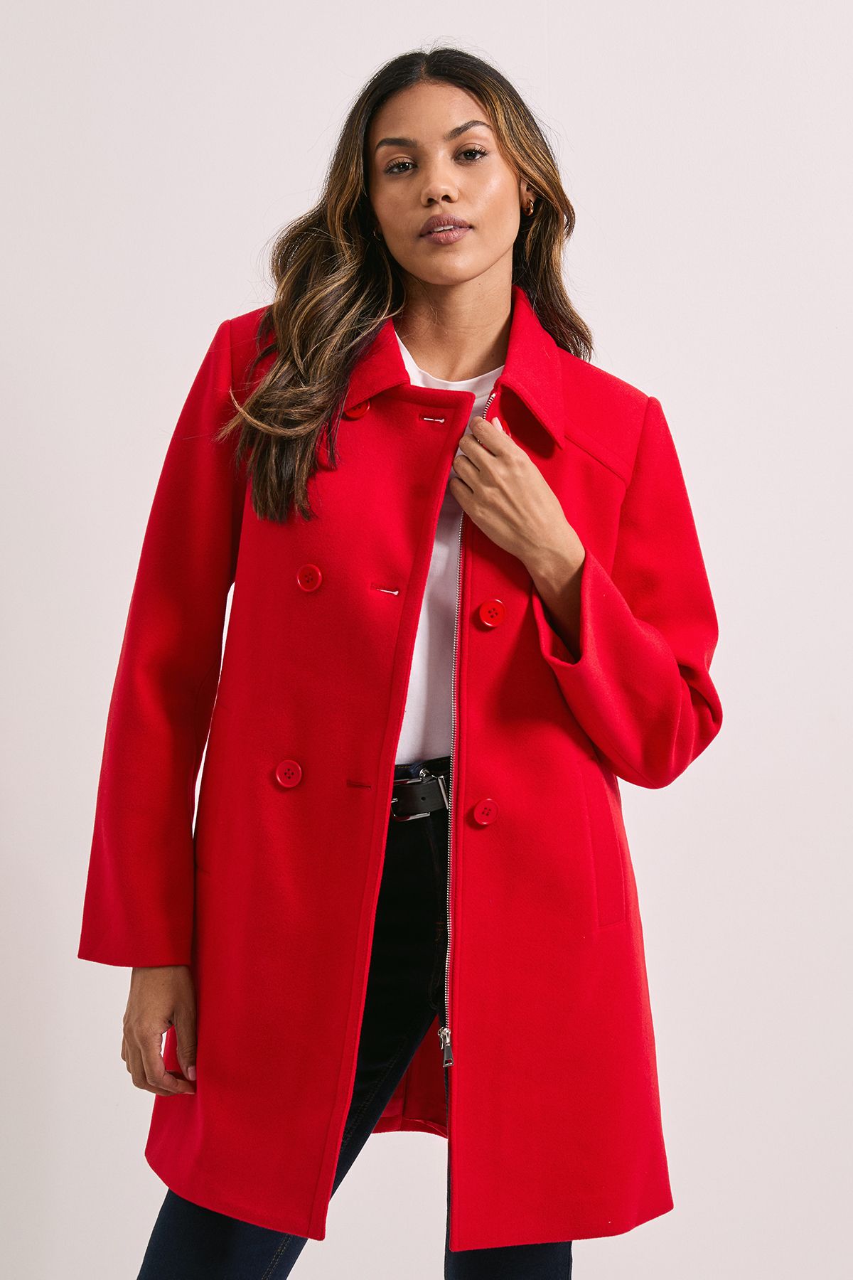 Dorothy Perkins Short Faux Wool Dolly Coat Red image 4