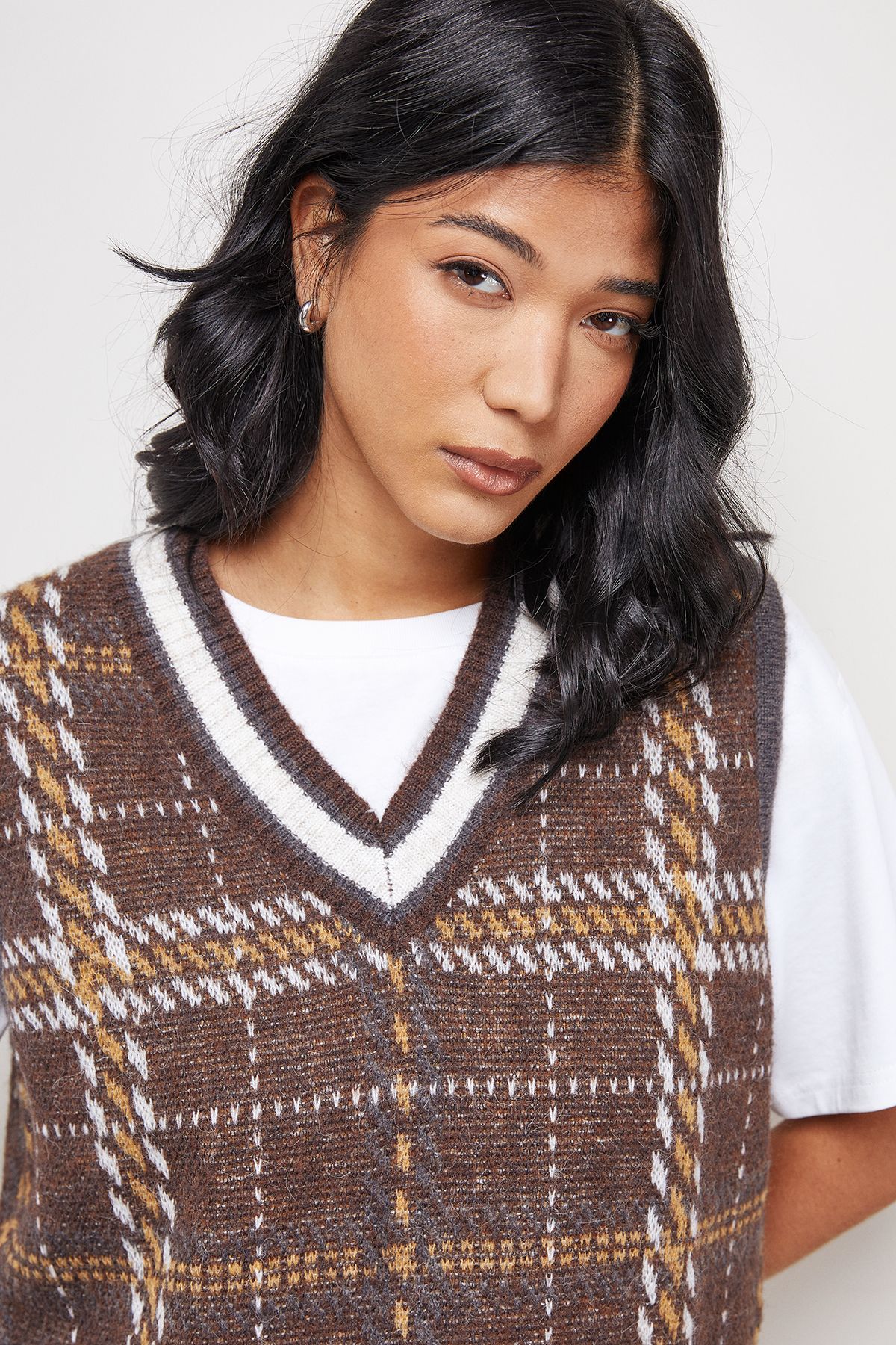 Warehouse Check Mini Tank Brown image 4