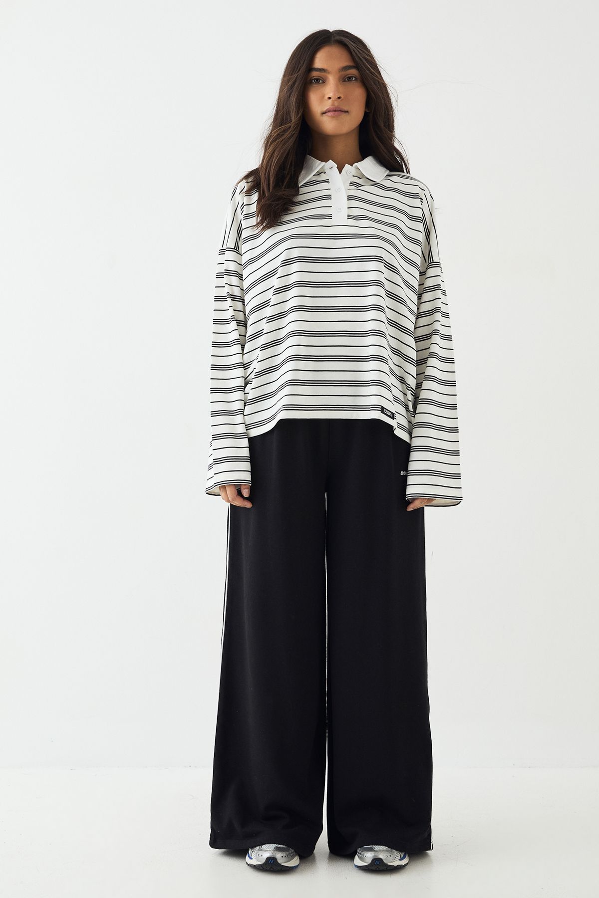 DSGN Studio DSGN Studio Stripe Collared Rugby Top Ecru image 5