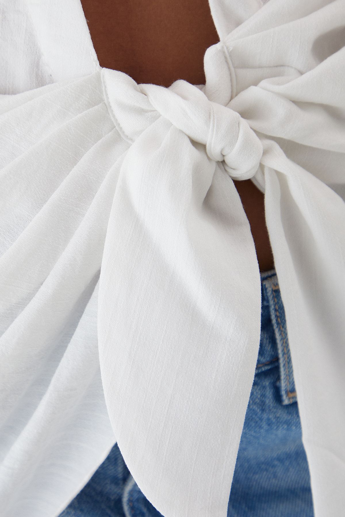 MissPap Linen Look Tie Side Oversized Shirt White image 5