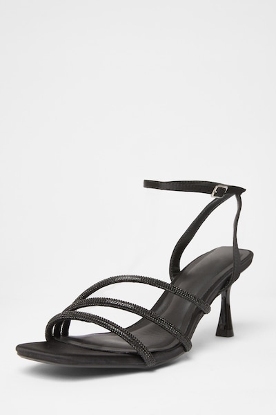 Quiz Black Diamante Strappy Heels