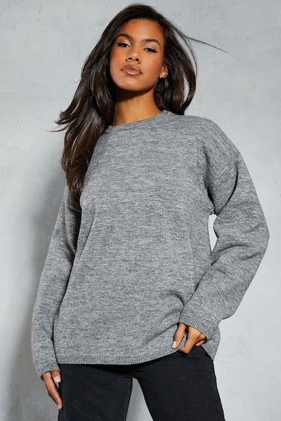 MissPap Premium Knitted Mohair Oversized Jumper Grey