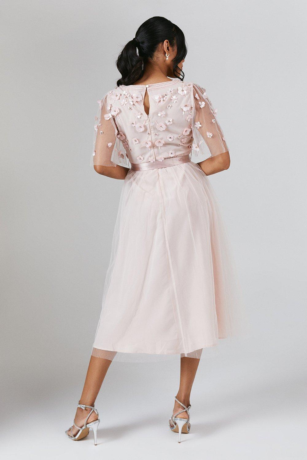 Coast Angel Sleeve Trailing Floral Embellished Bridesmaid Dress Blush image 3