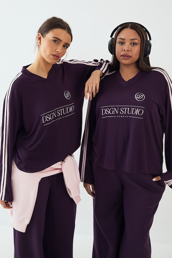 DSGN Studio DSGN Studio Football Jersey Long Sleeve T-Shirt Plum
