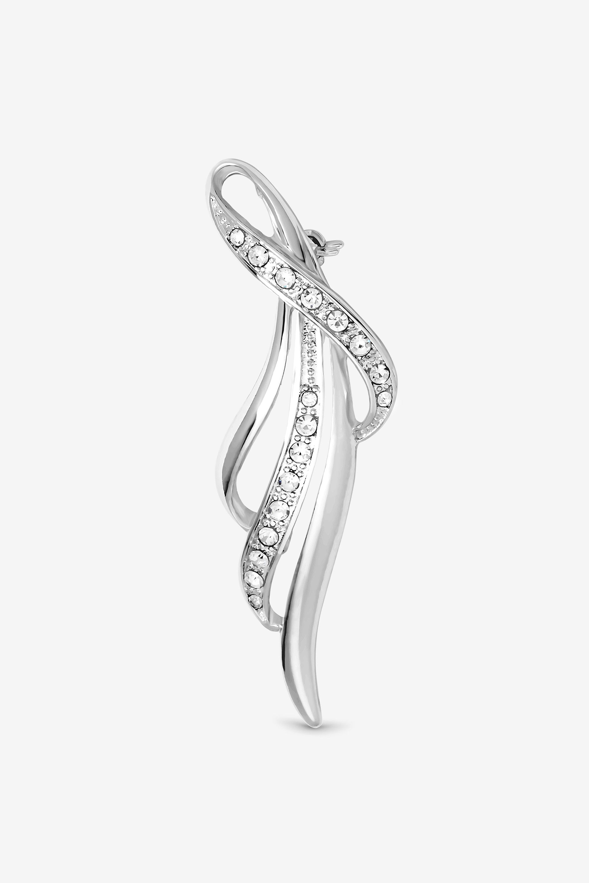 Jon Richard Jon Richard Silver Plated and Pave Contempoary Long Brooch - Gift Box image 3