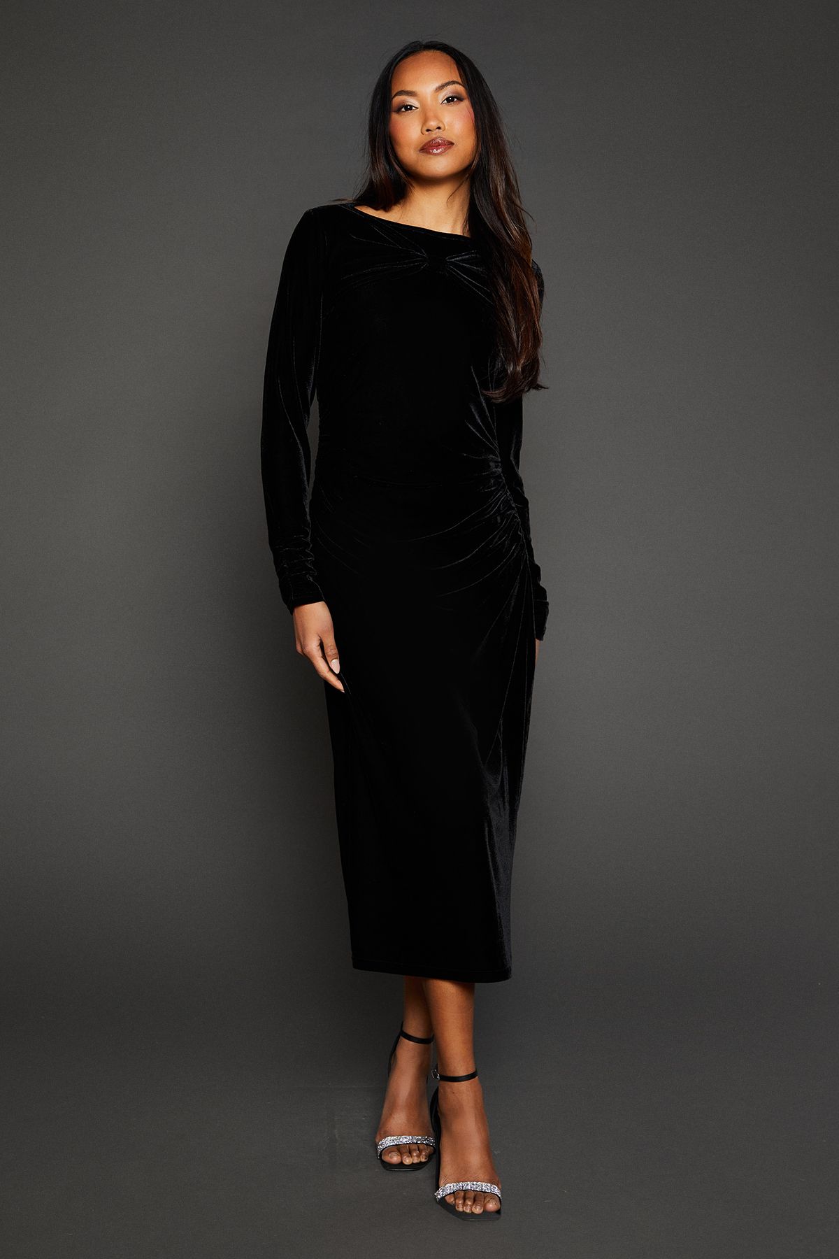 Principles Black Knot Detail Midi Dress Black image 2