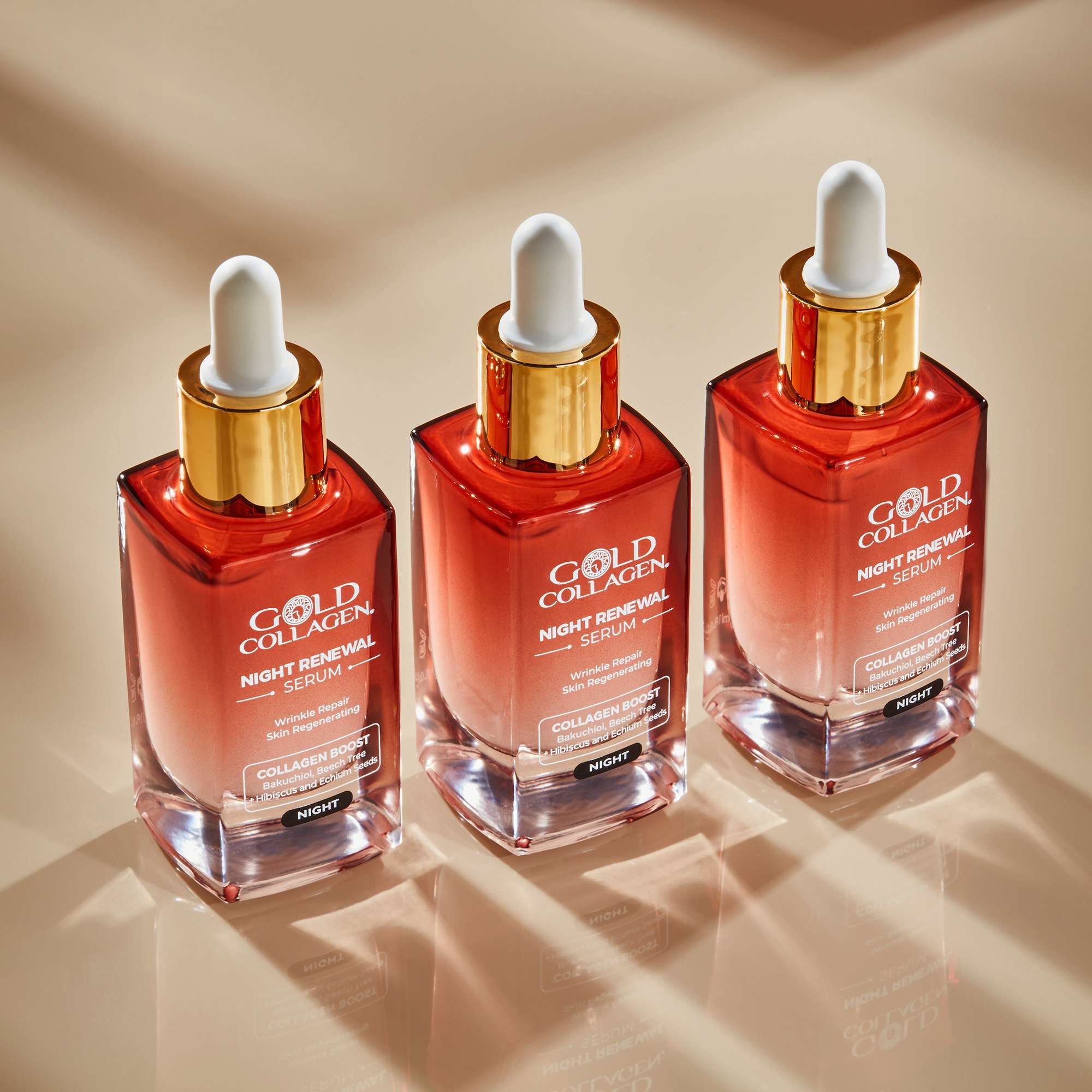 Gold Collagen Night Renewal Wrinkle Repair Skin Regenerating Serum 30ml image 3