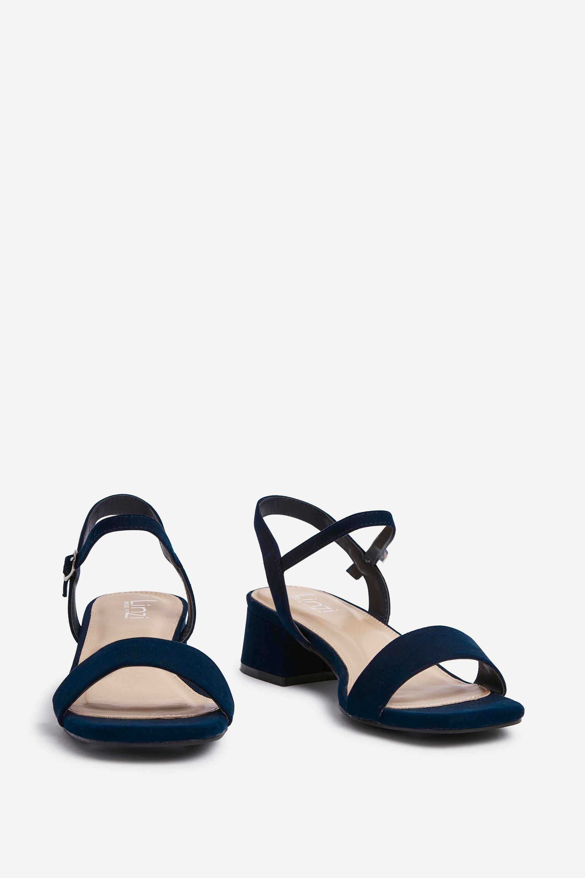 Linzi Carlie Wide Fit Navy Faux Suede Low Block Heel image 3