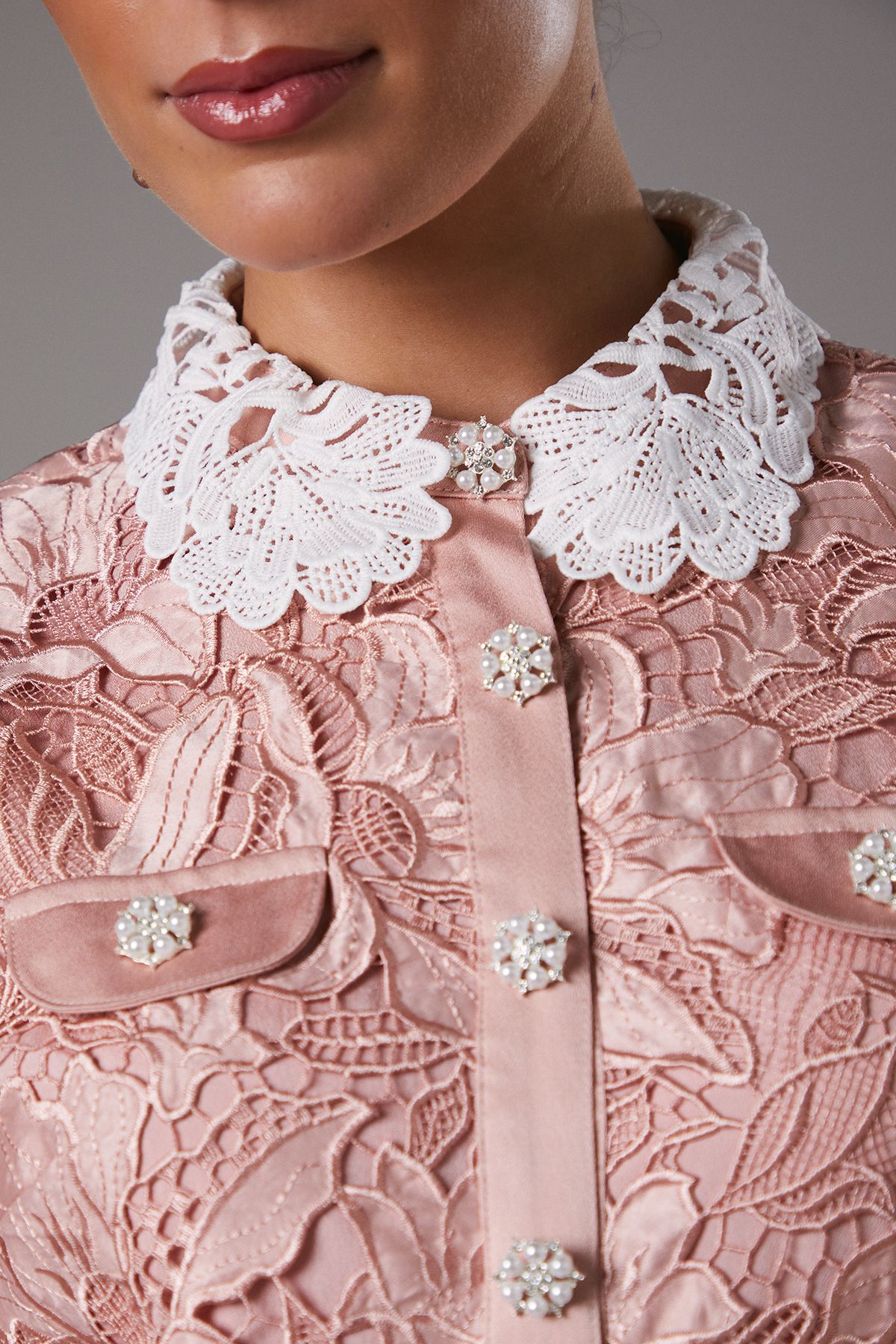 Coast Lace Shirt Dress Contrast Colour Blush image 5