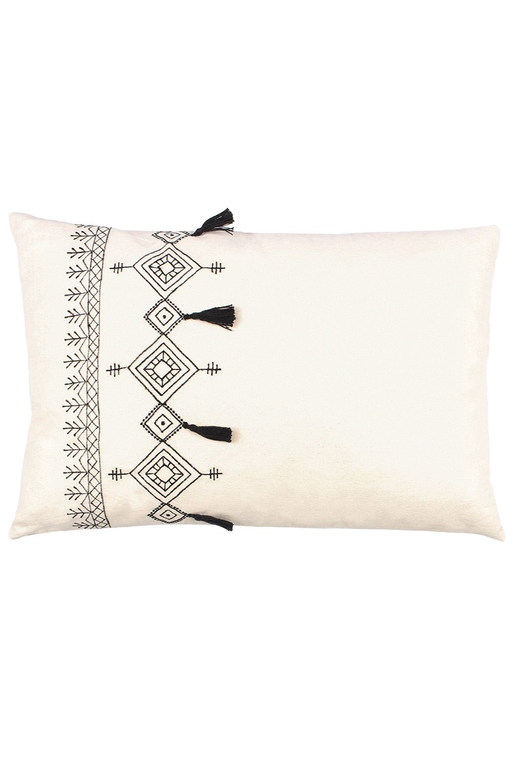 Furn Pritta Cotton Embroidered Tasselled Cushion image 1