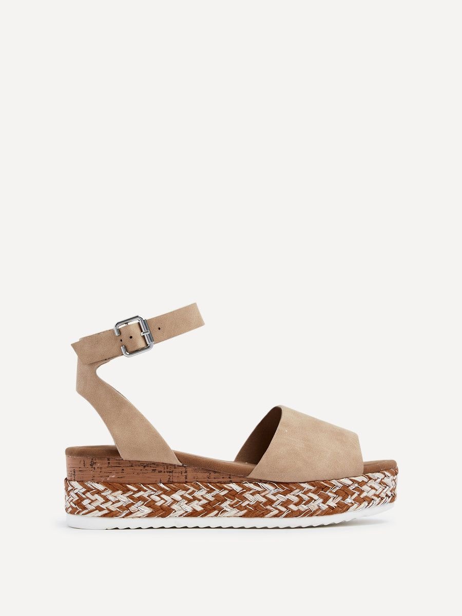 Linzi Coast Nude Faux Nubuck Flatform Two Part Sandal image 1