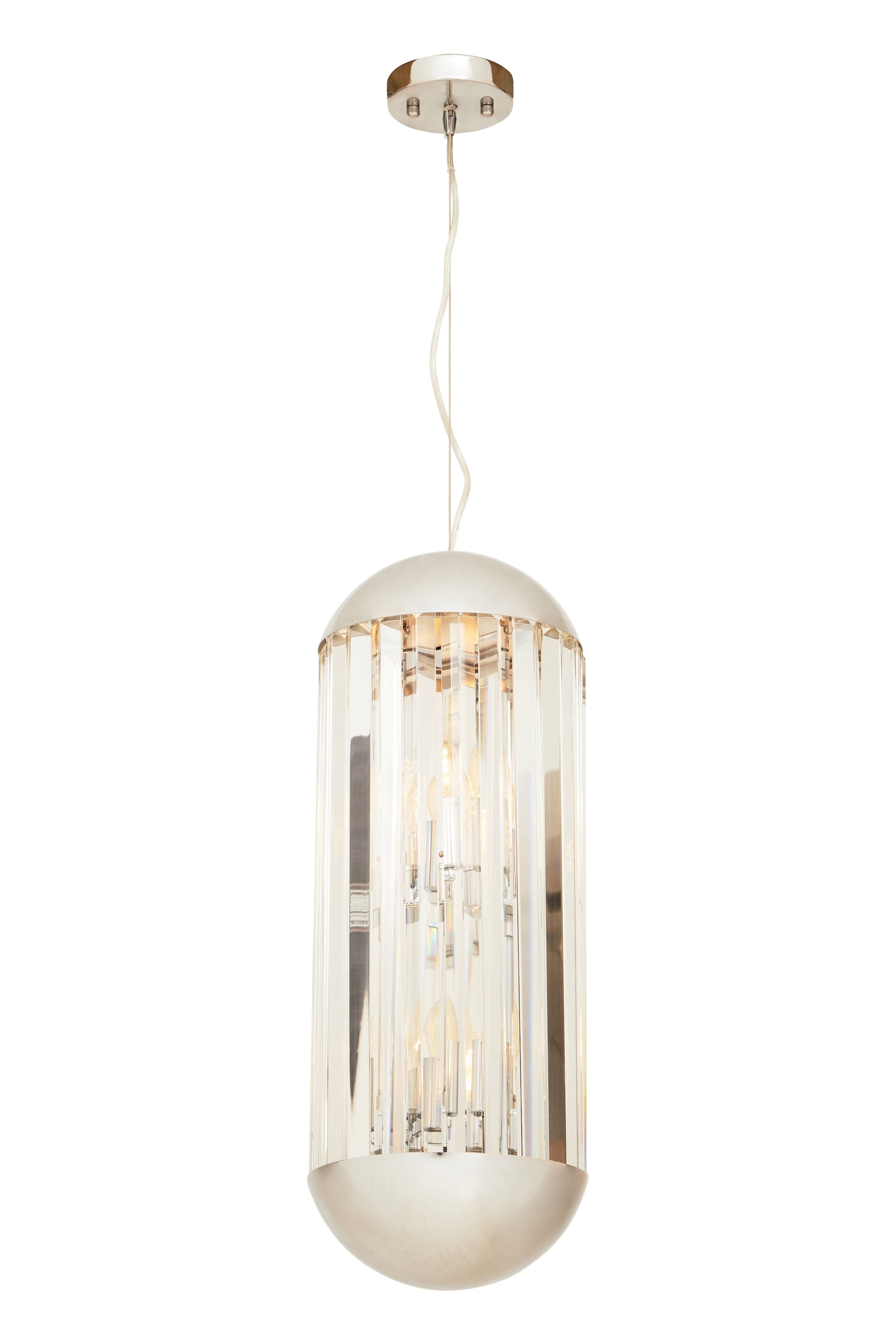 Orsina 6 Bulb Small Pendant Light, Chrome Finish Contemporary Lighting Fixture, Capsule-Shaped Crystal Panel Light image 4