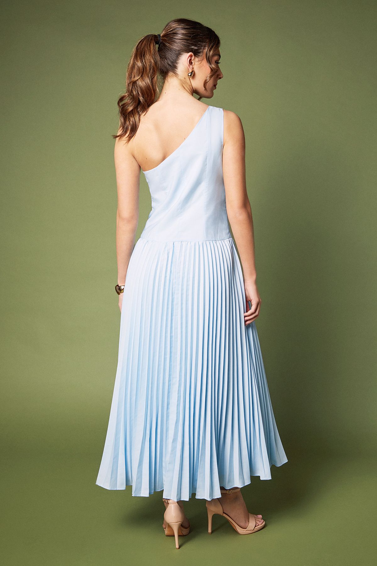 Coast Pleat Fan Bandeau Dress Pale Blue image 3