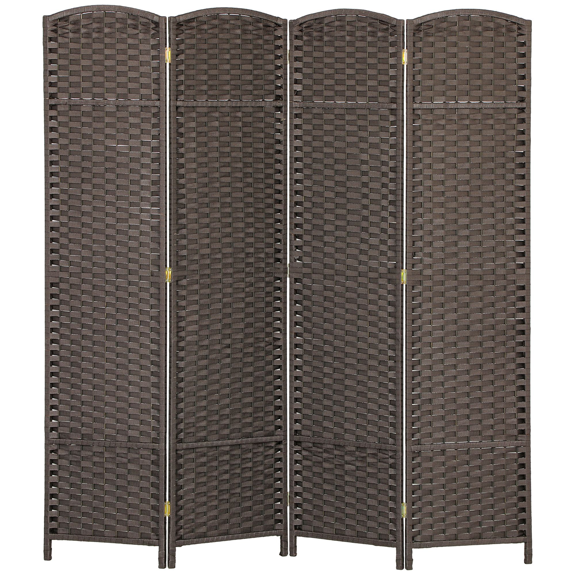 HOMCOM 4 Panel Folding Room Divider, Privacy Screen, 160 x 170cm, Brown image 2