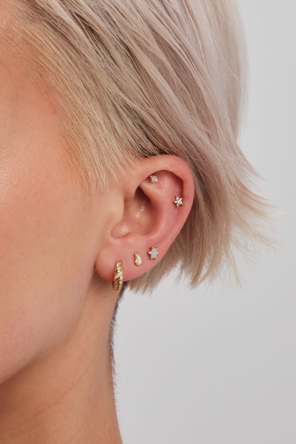 Inicio 14K Real Gold Plated Recycled Opal Hoop Earrings - Gift Pouch image 3