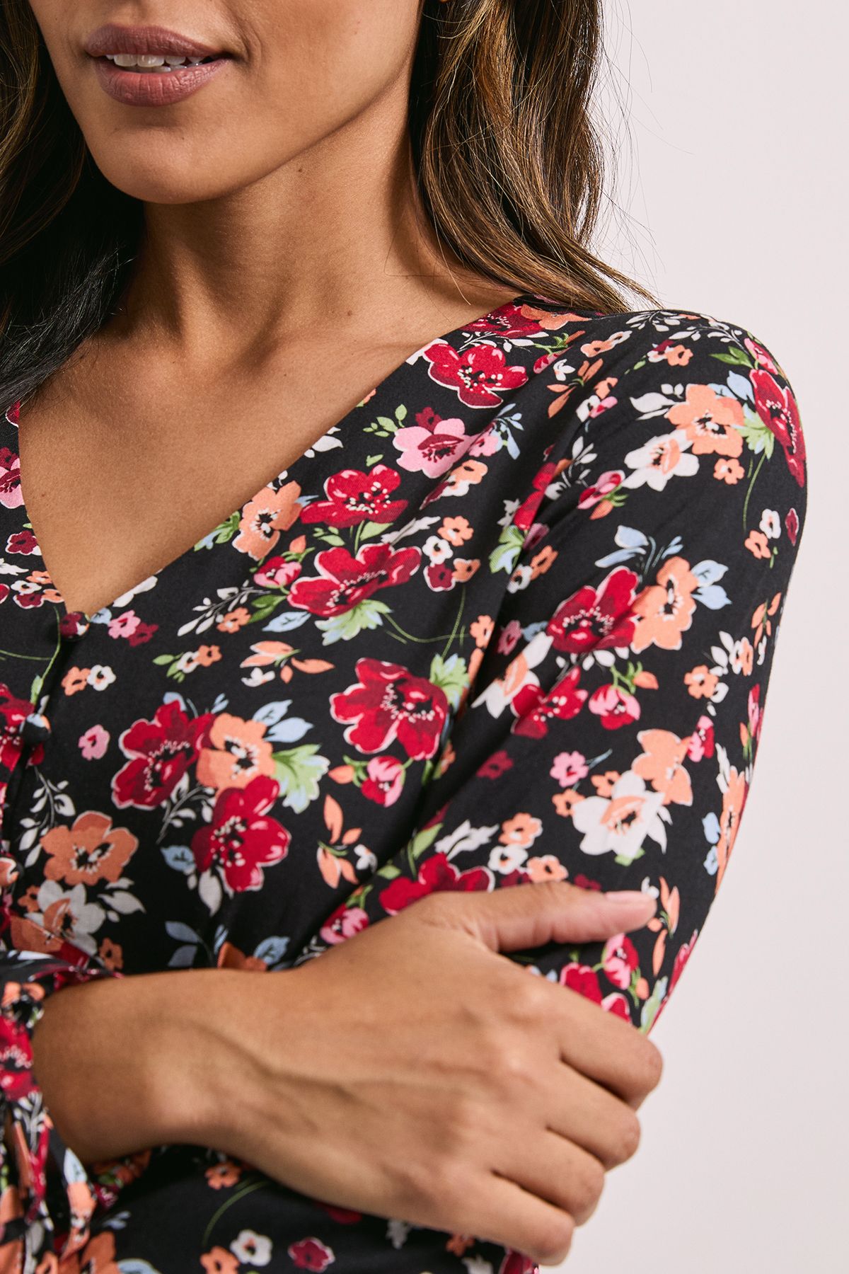 Dorothy Perkins Button Tie Detail Printed Top Orange image 5