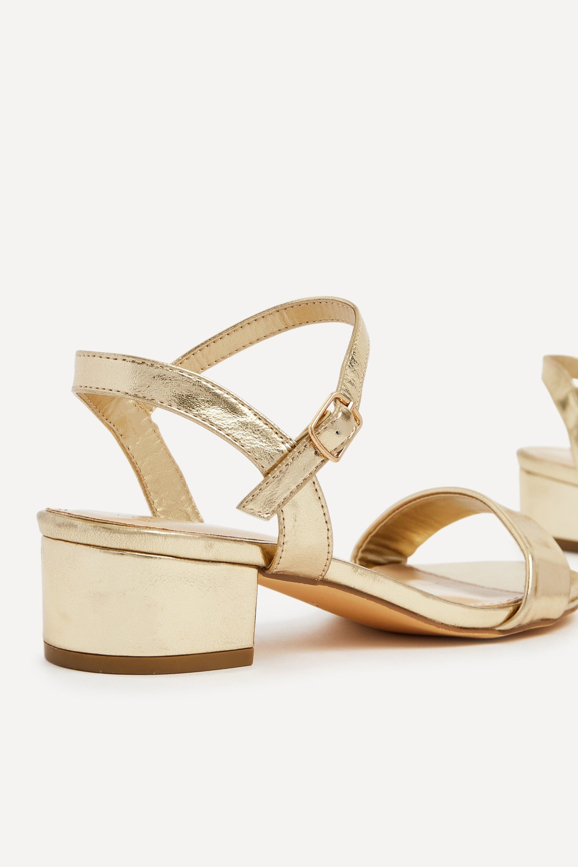 Linzi Kezzi Gold Faux Leather Barely There Low Block Heeled Sandal image 4