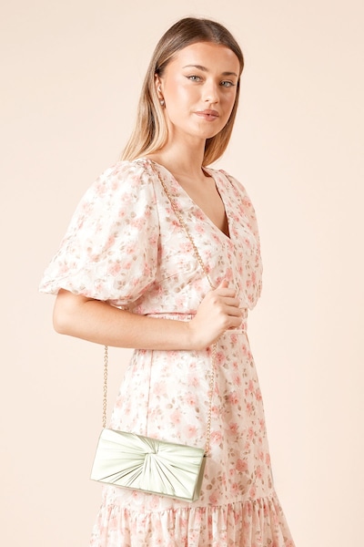 Dorothy Perkins Beauty Twist Front Satin Clutch Bag Olive