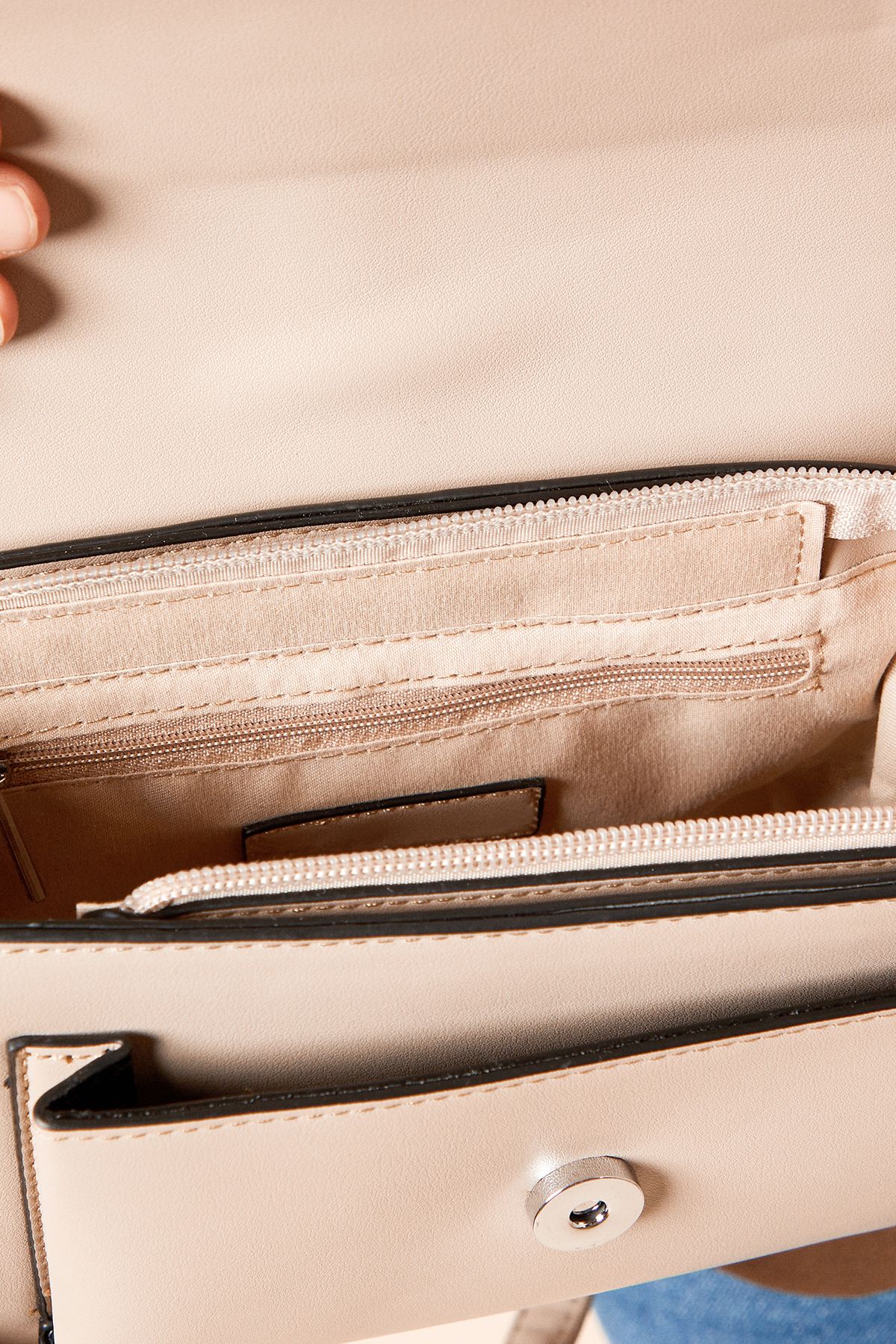 Dorothy Perkins Paris Faux Leather Adjustable Strap Crossbody Bag Taupe image 3